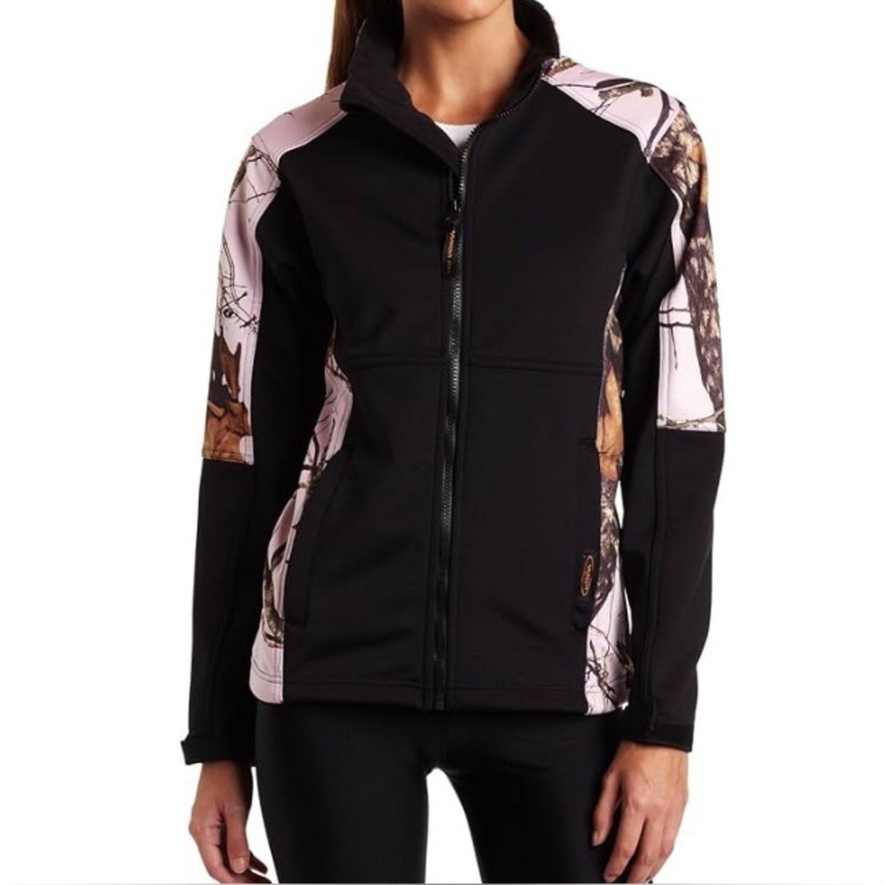 Yukon Gear Black Pink‎ Mossy Oak Camo Windbreaker Jacket Women's Medium EUC